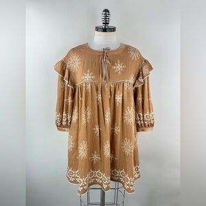 💚 3446. Baby Doll Tie Front Mini Dress